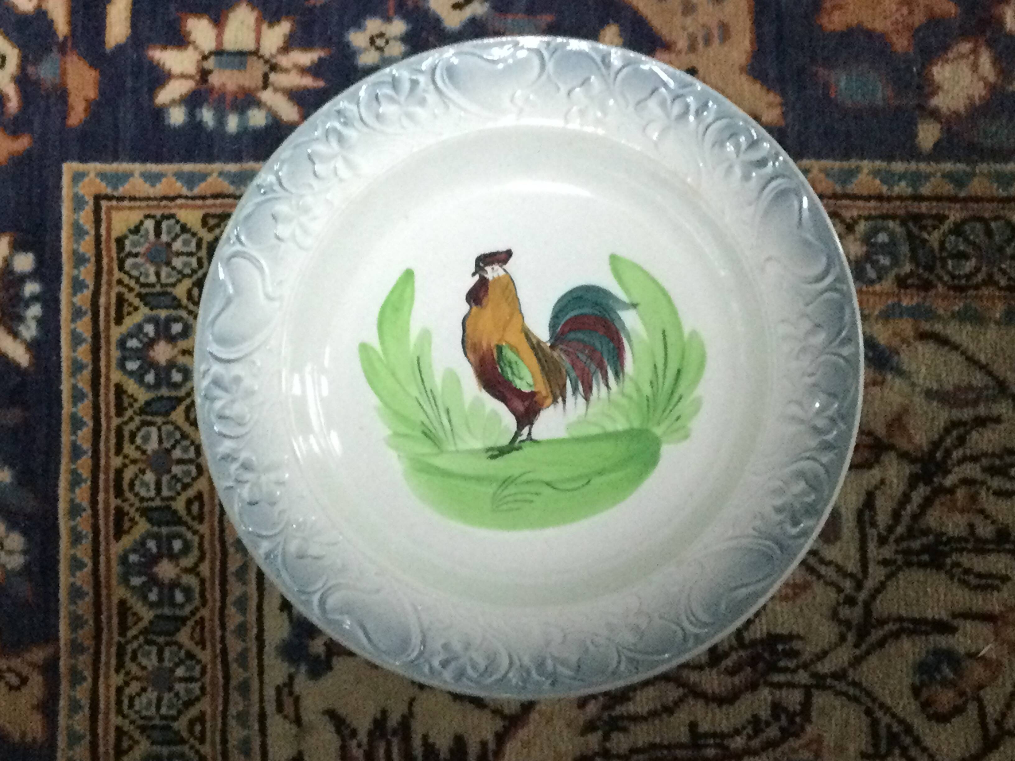 Art Nouveau dish 1908-1932 rooster decor