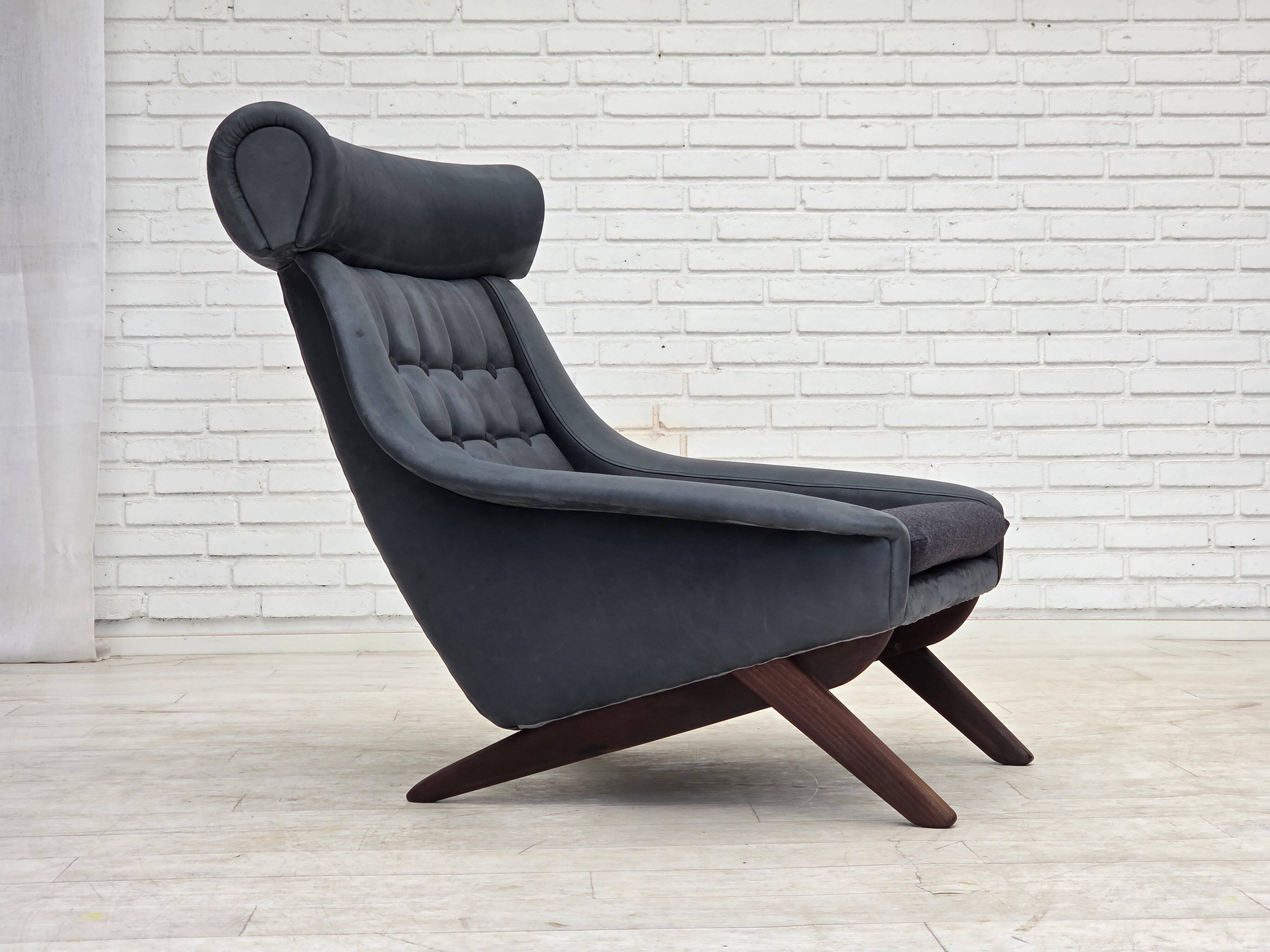 1970s, Danish design by Illum Wikkelsø, reupholstered armchair, leather.