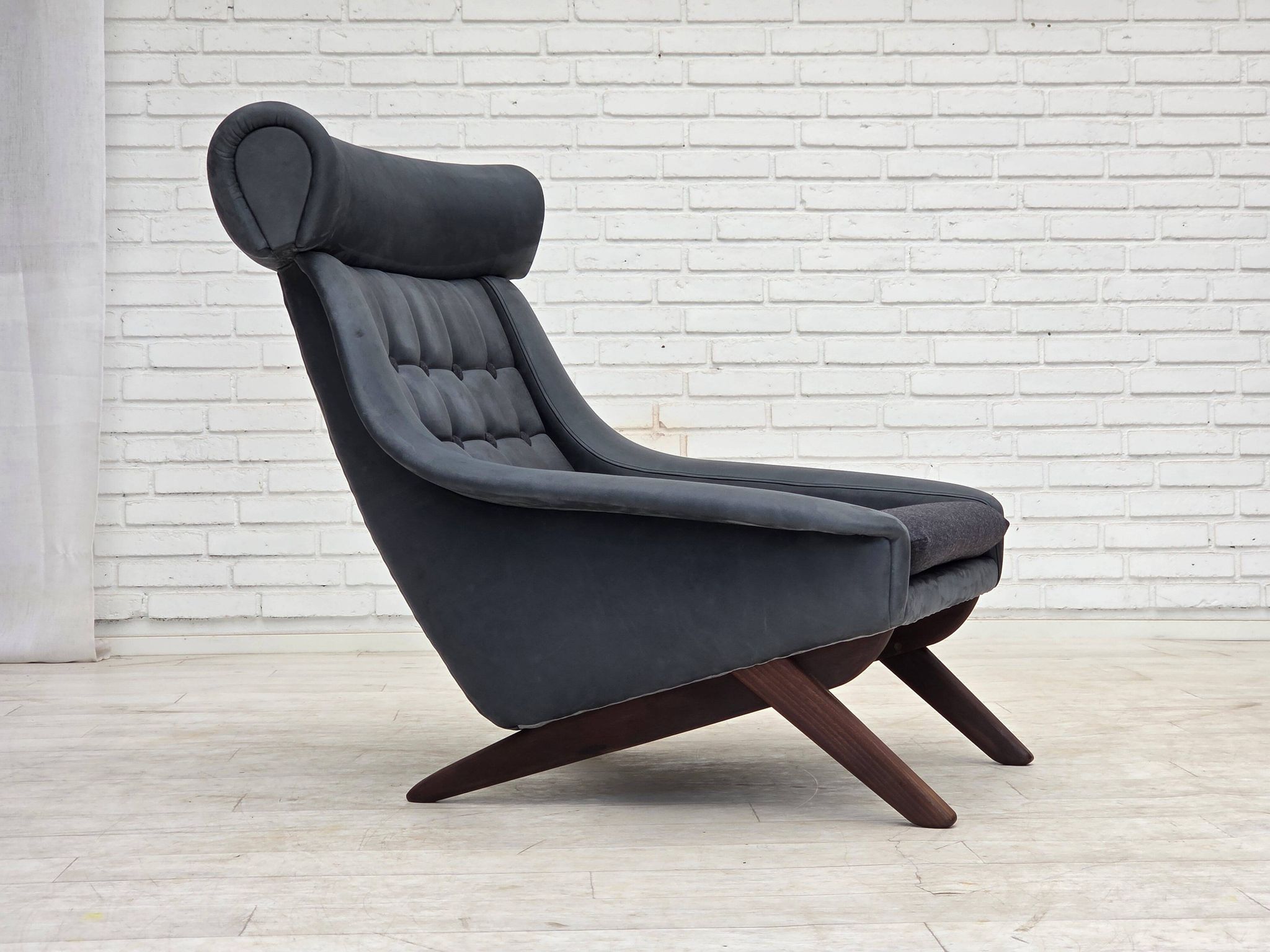 1970s, Danish design by Illum Wikkelsø, reupholstered armchair, leather.