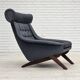 1970s, Danish design by Illum Wikkelsø, reupholstered armchair, leather.