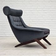 1970s, Danish design by Illum Wikkelsø, reupholstered armchair, leather.