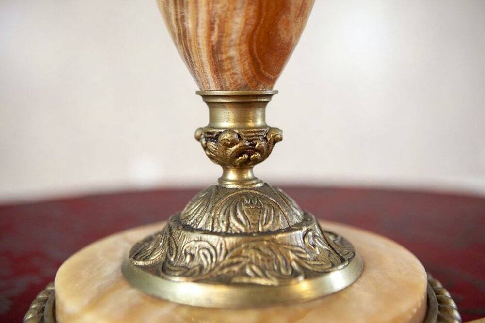 Marble and Copper Night Table Lamp, Late 20th Century