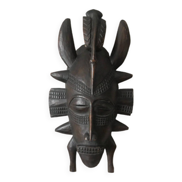 Vintage African Art wooden wall mask handcrafted tribal ethnic decorative object