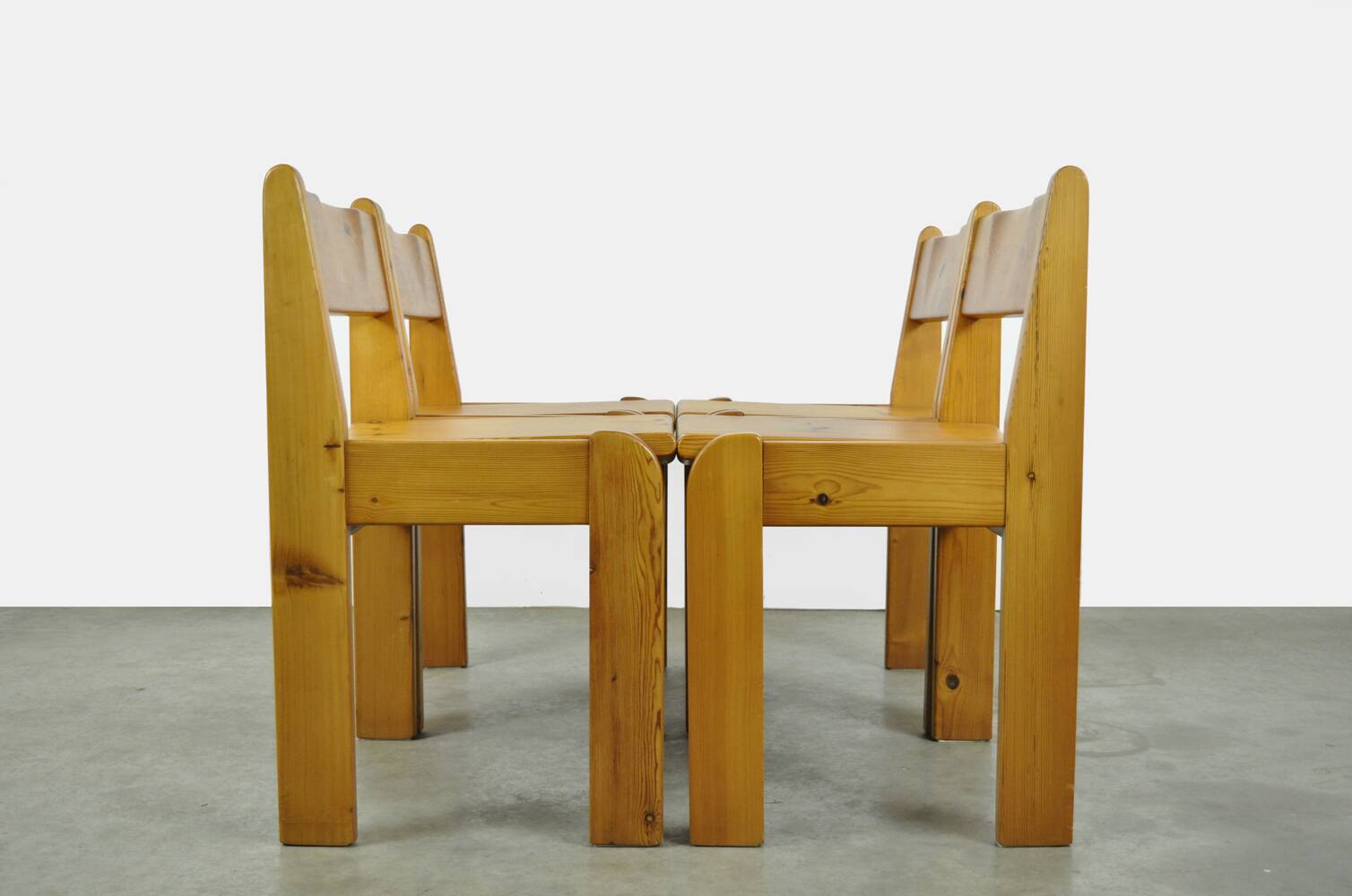 Chaises de salle à manger brutalistes vintage en pin massif par Ate van APELDOORN, 1970