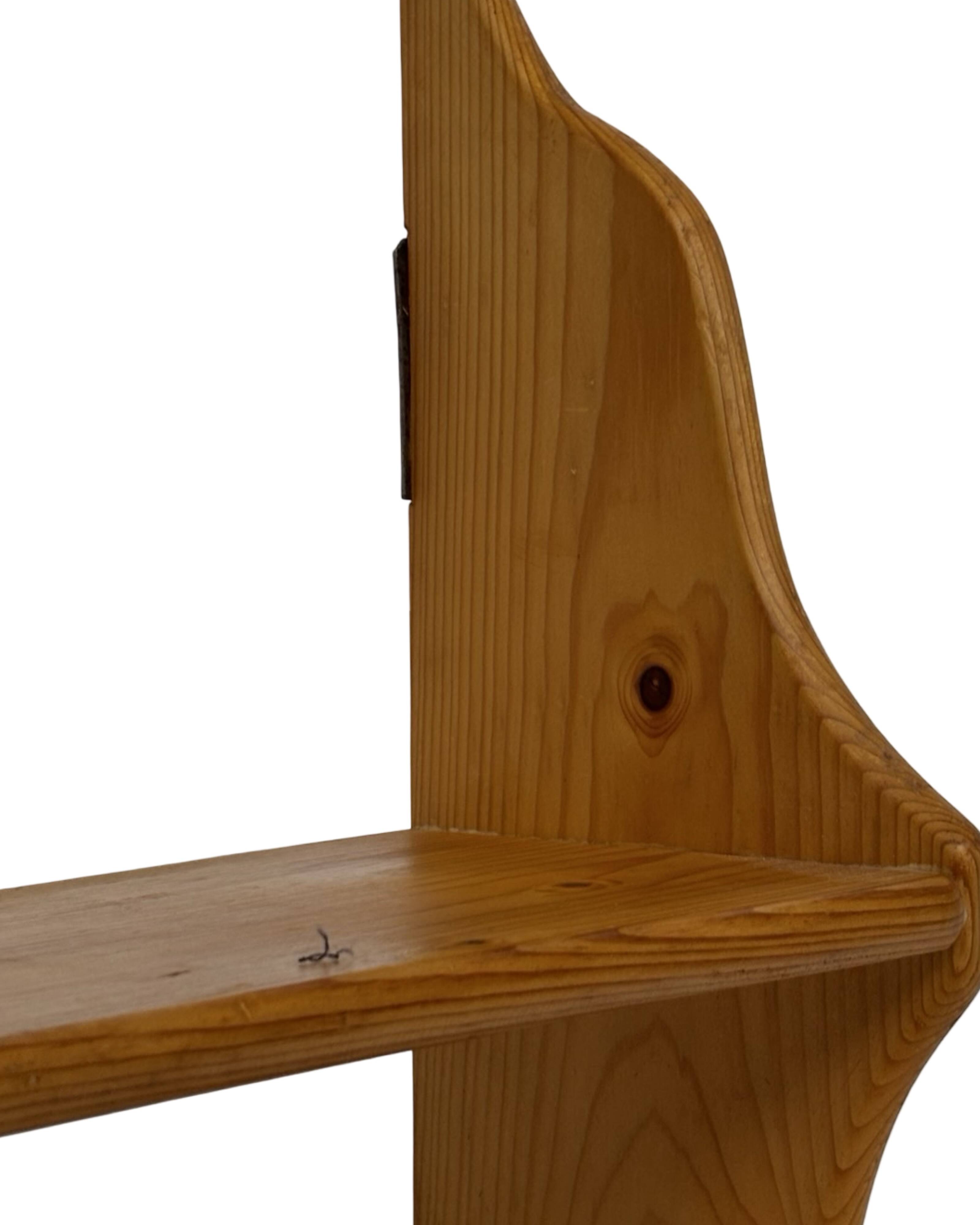 Vintage wooden wall shelve rack bookshelf in pinewood  minimalist design