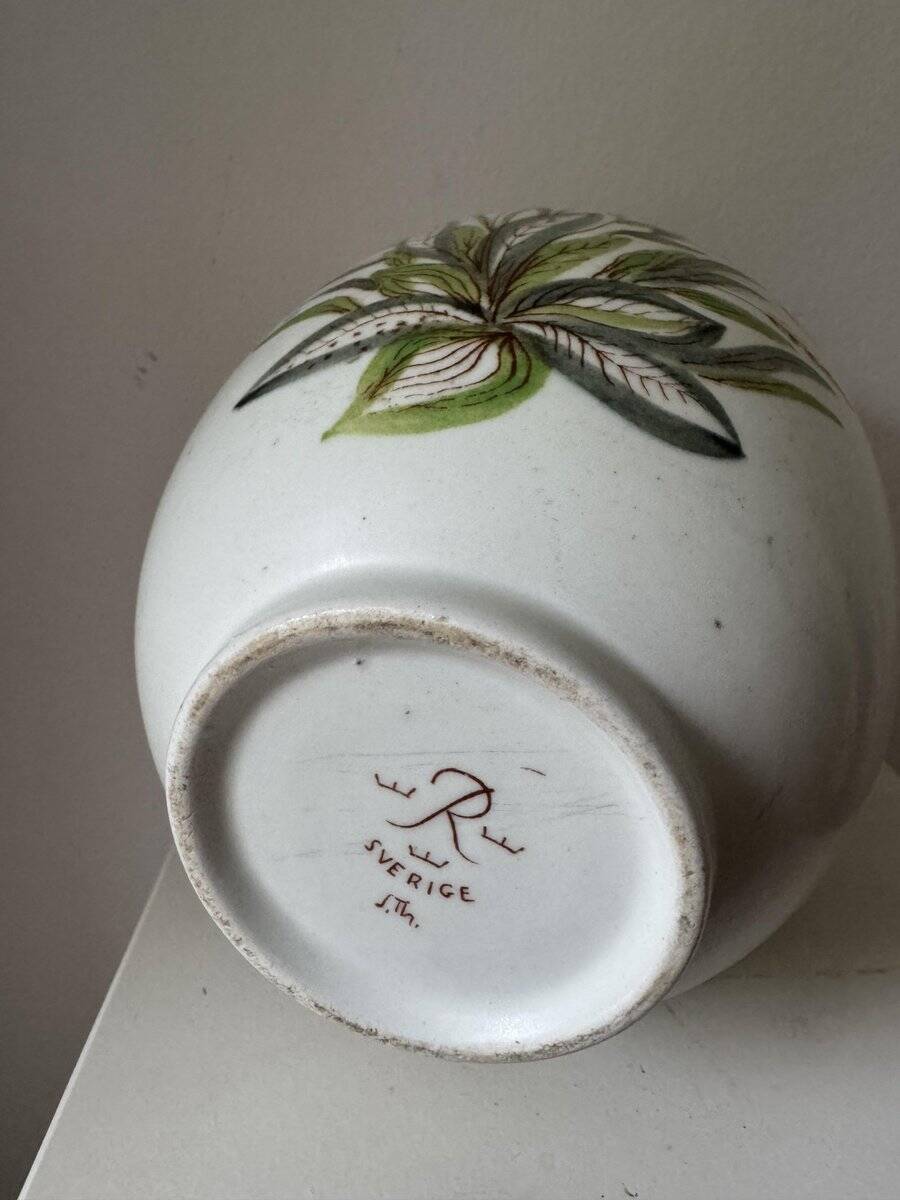 Ceramic vase with hand-painted wildflowers by Lars Thorén for Rörstrand, 1960s