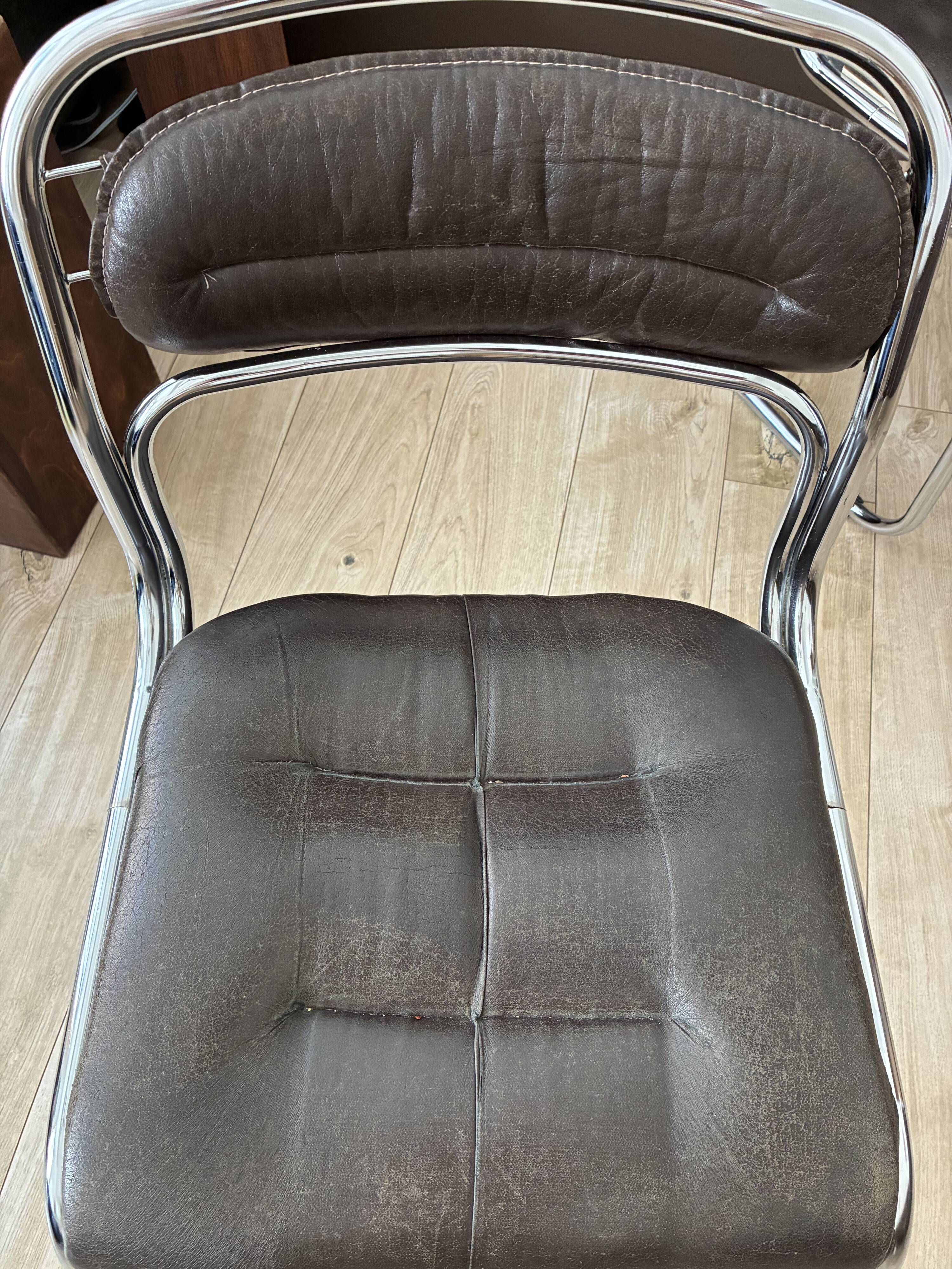 Set of 4 vintage 1970s chrome chairs – Rinaldi style