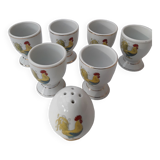 Service 6 shells and white earthenware salt shaker