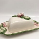 Slurry butter dish, with radish drawings. Signed "FG"