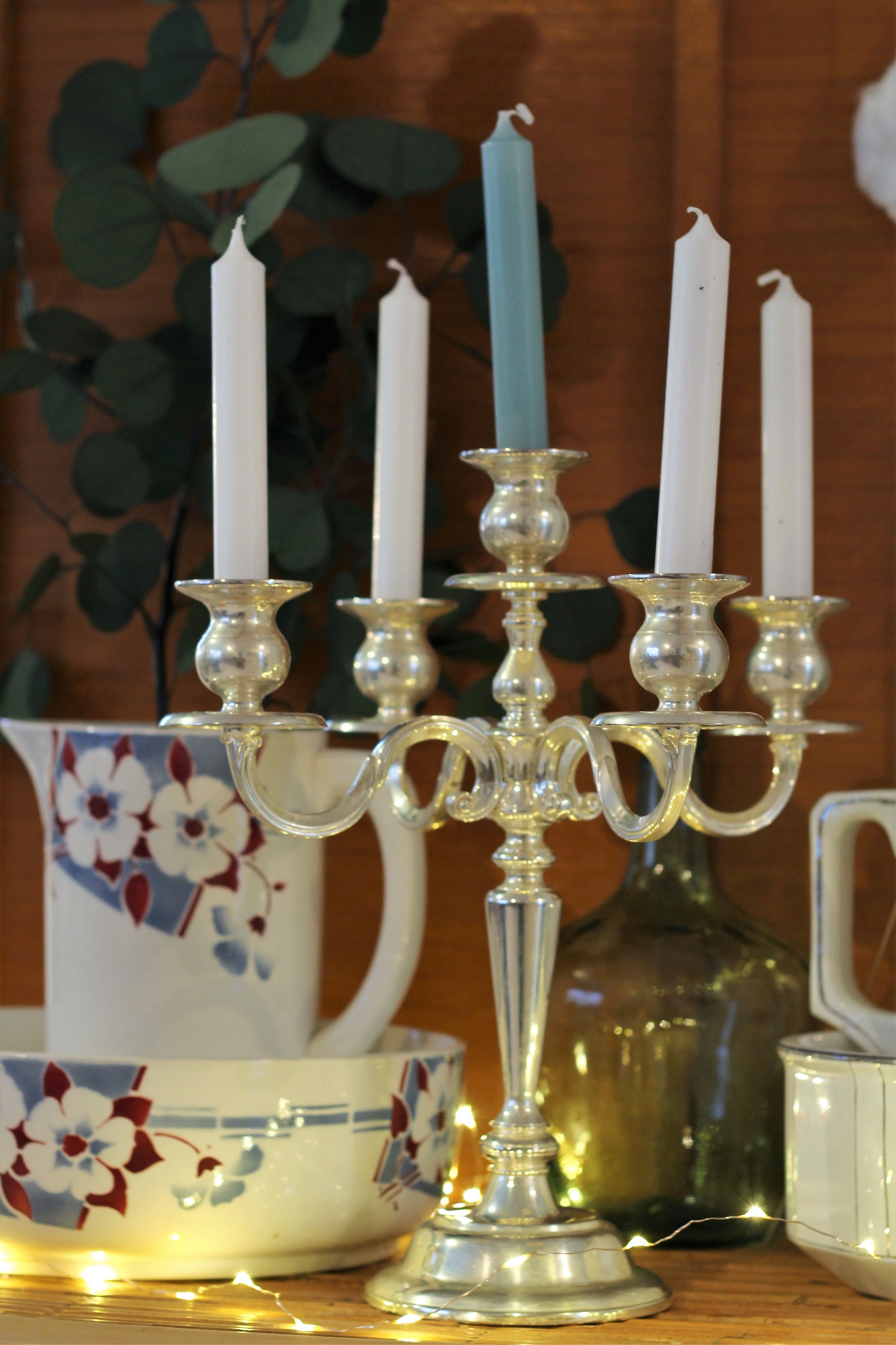 Chandelier 5 silver metal lights