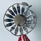 Vintage basket in silver metal apple shape