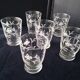 6 vintage table glasses in goblet shape with engraved decor