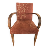 Fauteuil bridge  années 40 couverture brodée