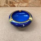 Ancien Cendrier Chinois Bronze en Émail Cloisonné Motif Fleurs Vintage
