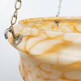 Plafonnier/abat-jour attrape-mouches Art déco des années 1930 en verre orange et blanc