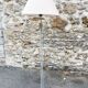 Tubular floor lamp in blue-grey metal and brass, 1930