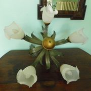 Five Pendant Lights with Frosted White Glass, 1970s
