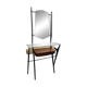 Table console laquée avec plateau en verre et miroir