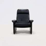 Fauteuil de salon DS50 en cuir noir par De Sede Suisse années 1980