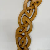 Twisted solid wood sculpture, vintage 1970s design.