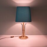 Mid-century brass table lamp with new custom lampshade.