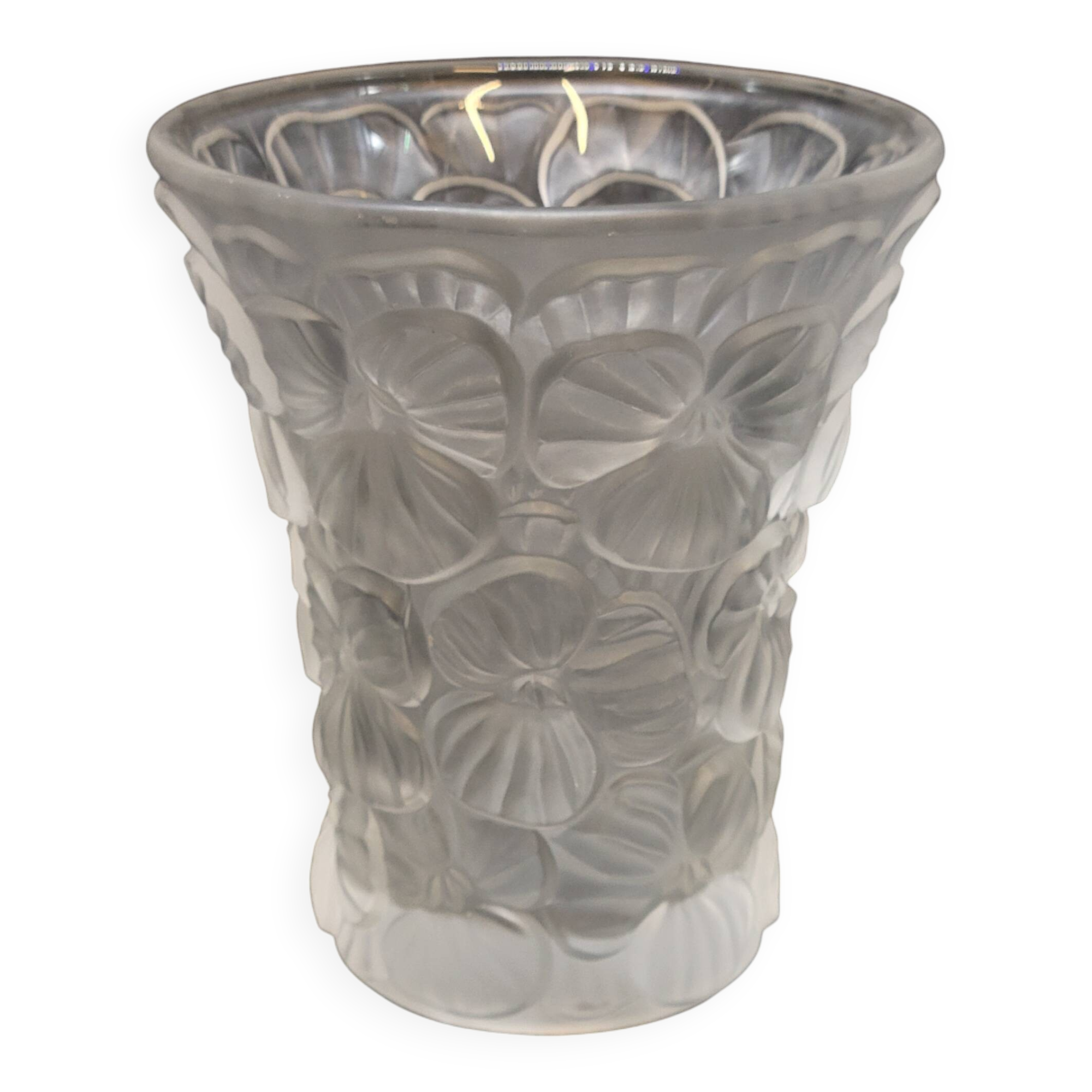 Josef Inwald Barolac Glassware Floral Vase Molded Pressed Frosted Art Glass