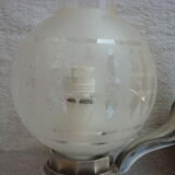 Pair of silver metal and glass sconces