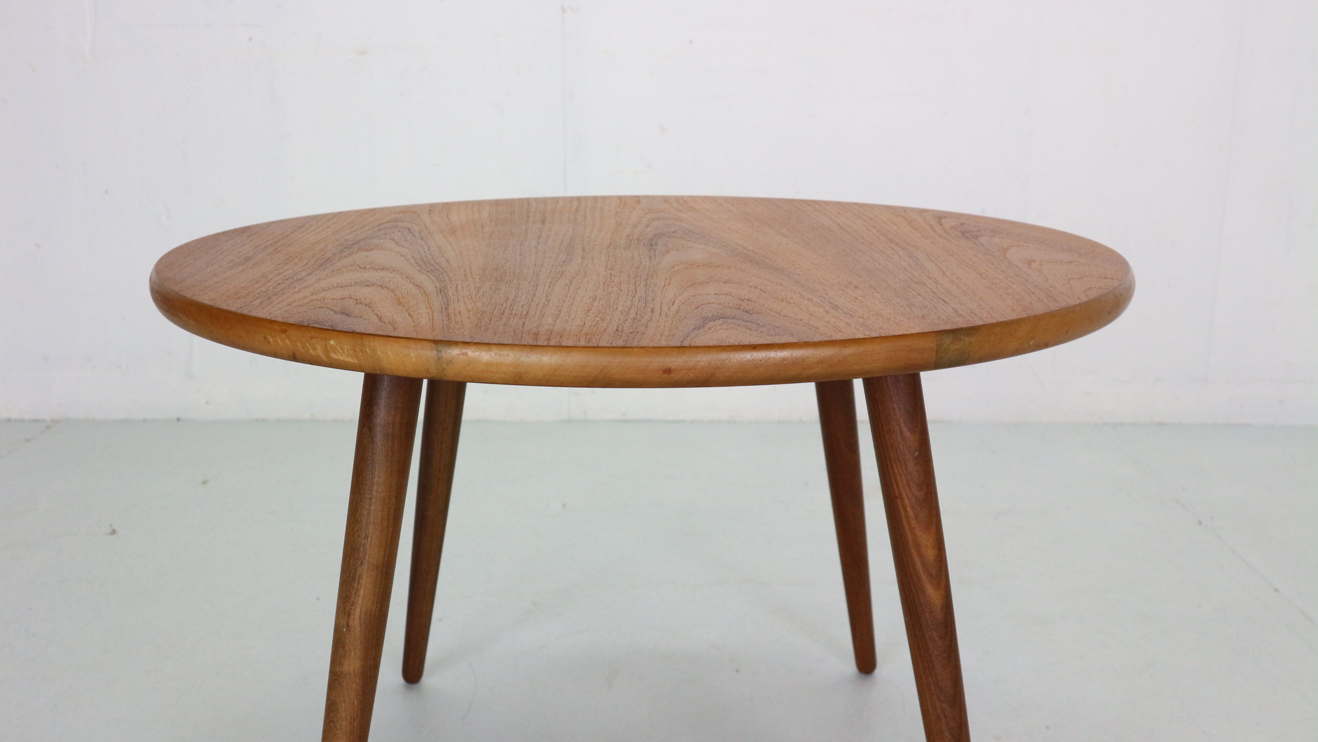 Scandinavian modern teak round coffee table, 1960's denmark