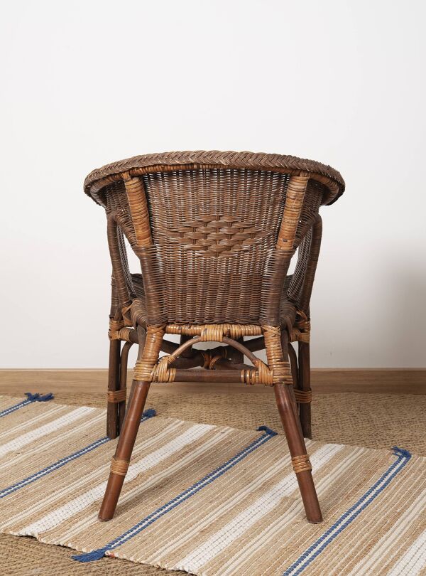 Fauteuil Rotin Vintage, en osier, lot de 3