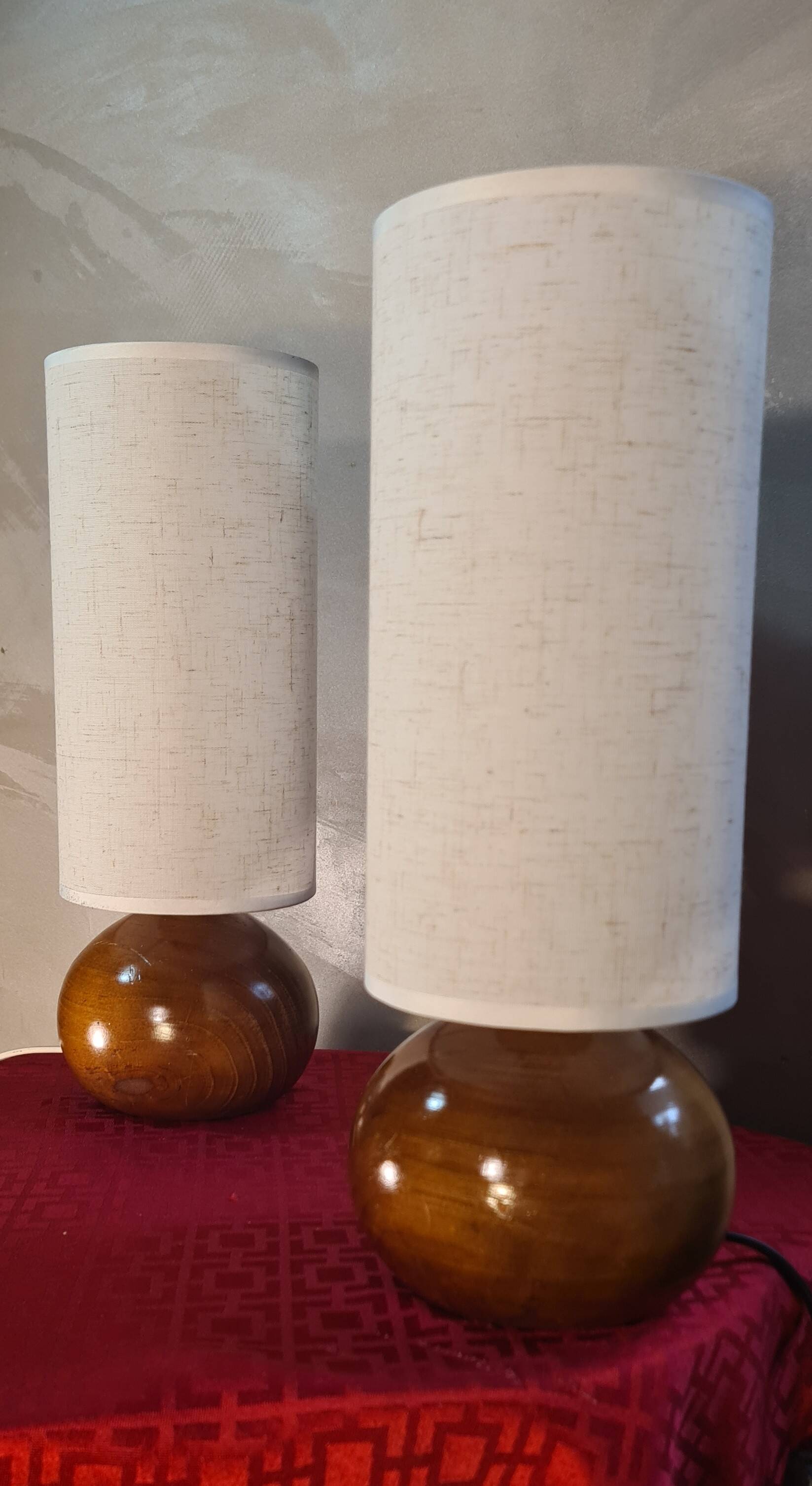 pair of solid wood ball lamps, Scandinavian style bedside lamp, 35 x 13