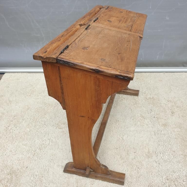 Double school wood desk from 1880 for decoration