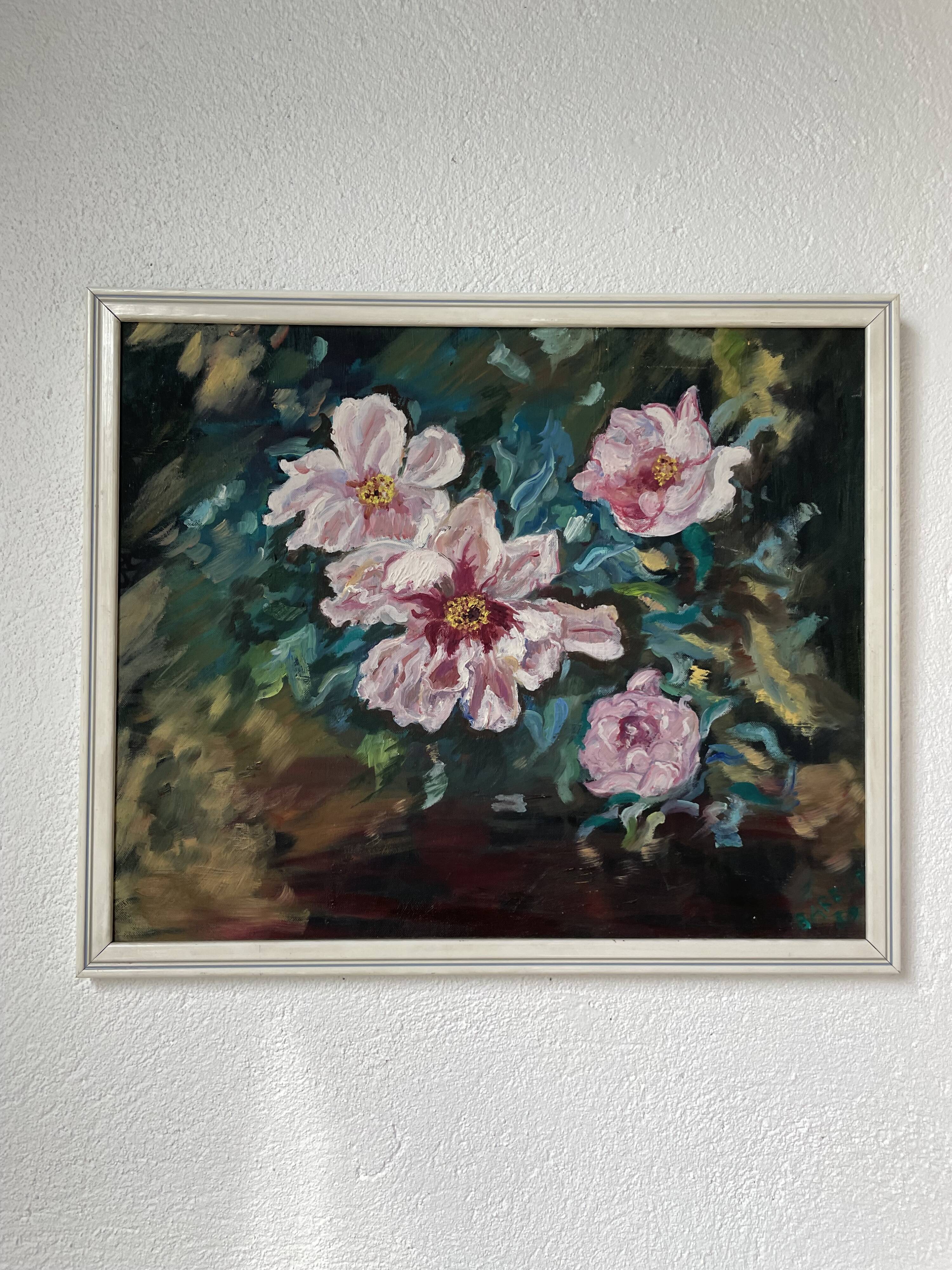 Oil canvas on wood flowers