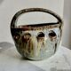 Glazed stoneware flower basket, signed Cécile Dein