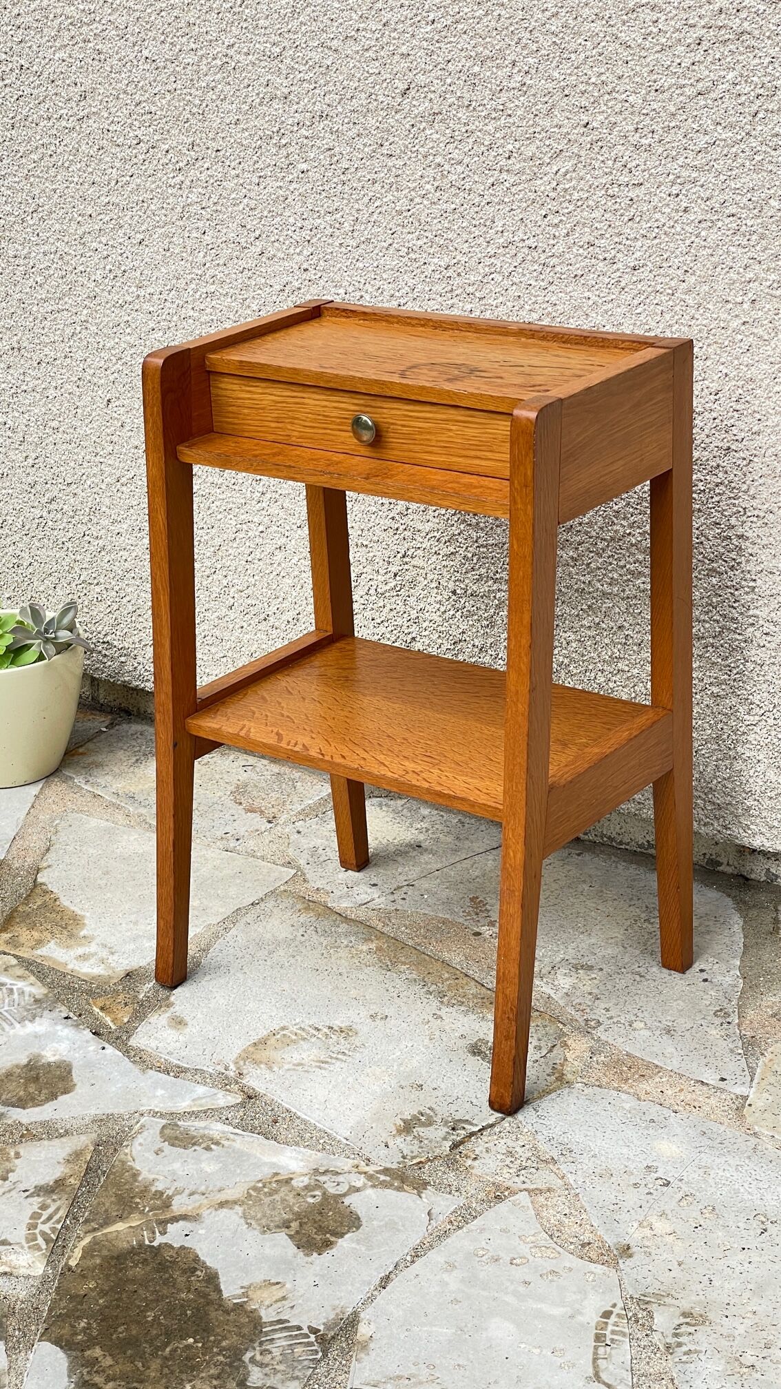 vintage geometric bedside cabinet