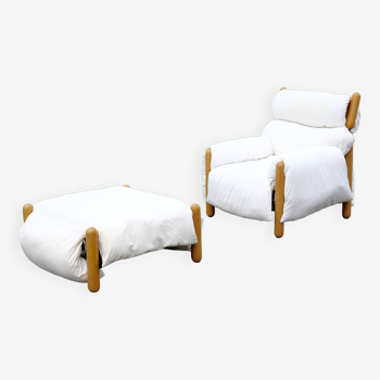 Enzo Mari, fauteuil et ottoman Gamba di Legno, Driade, Italie, 1976