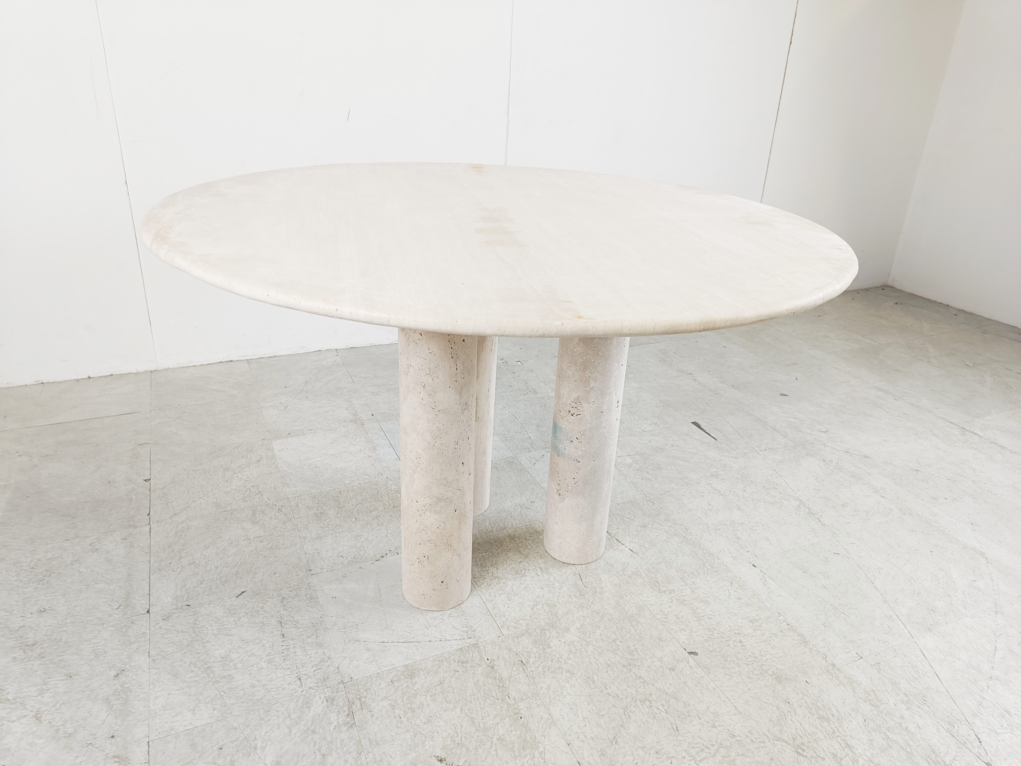 Round Italian travertine dining table 1970s