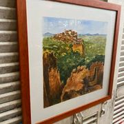 Old painting jean laville st germain roussillon + wooden frame