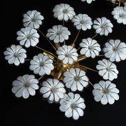 Pair of Murano white flower ceiling lamps. Italy 1980s