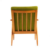 Green vintage armchair, Cal velvet fabric, solid wood 60s / 70s