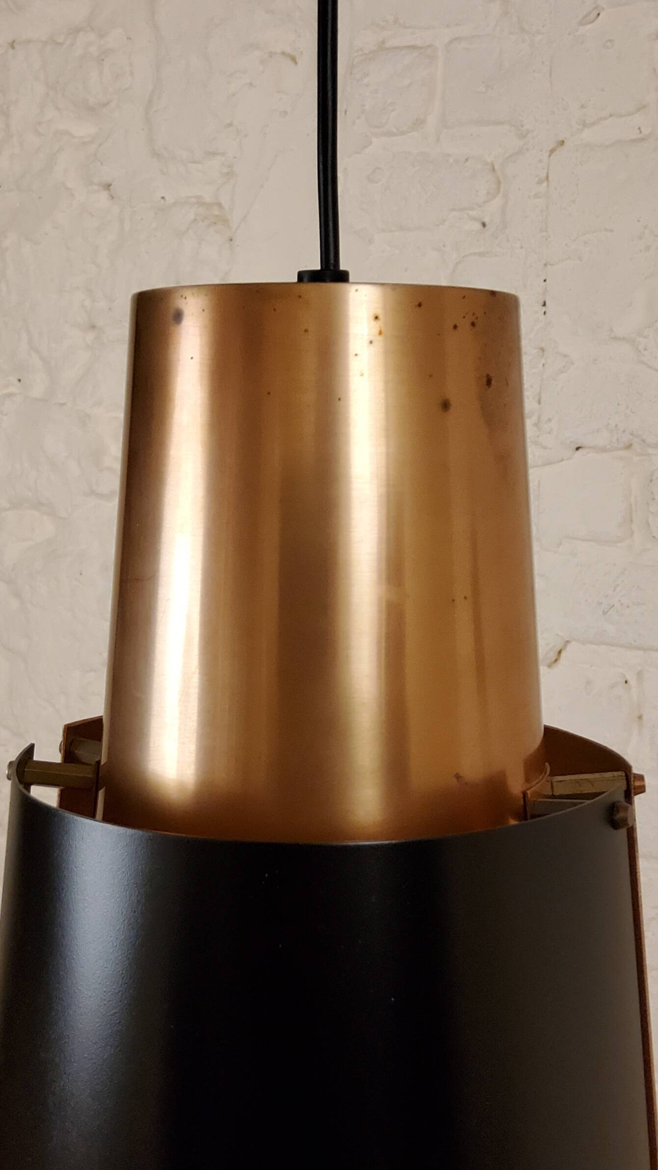 Vintage black brass 'østerport' pendant and wall lamp by Bent Karlby for Lyfa, Denmark 1960s