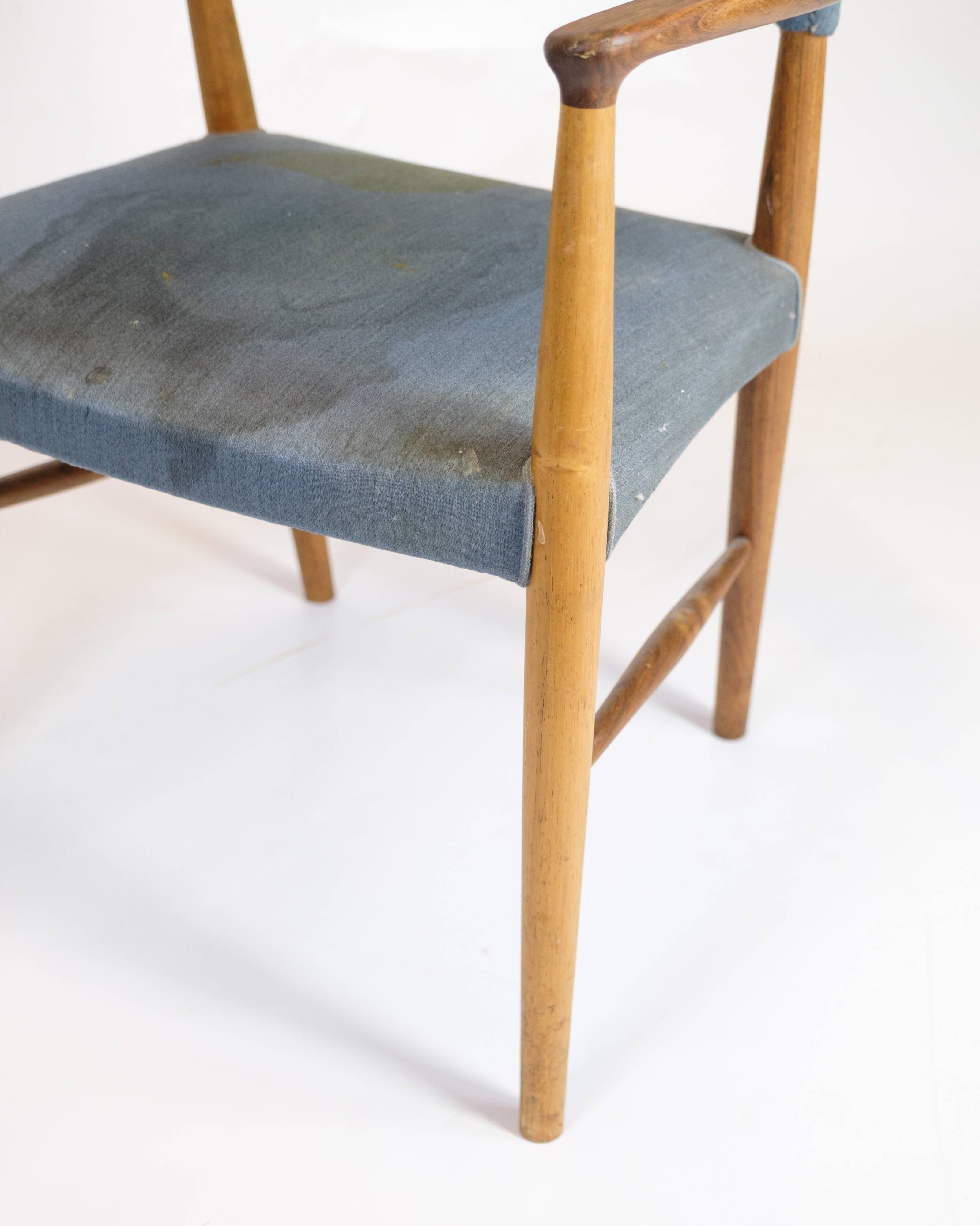 Armchair - Teak - Blue fabric seat - Kurt Olsen - Danish design - 1960s