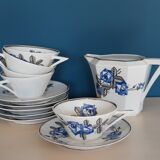 Service of cups and milk jar in fine porcelain from Limoges Art Deco