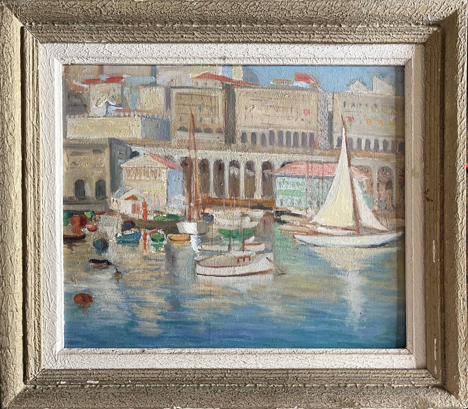Orientalist Painting HSP "Port of Algiers" Marine circa 1950