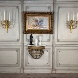 Pair of Louis XVI style wall sconces in gilded bronze, circa 1880.