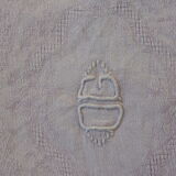 6 rectangular towels, damask cotton, Lilas tint and monogrammed OG, art deco