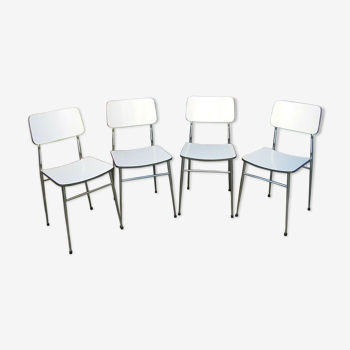 Set de 4 chaises formica blanche