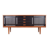 Buffet en teck peint à la main de style Op-Art du milieu du siècle par Gustav Bahus, années 1960