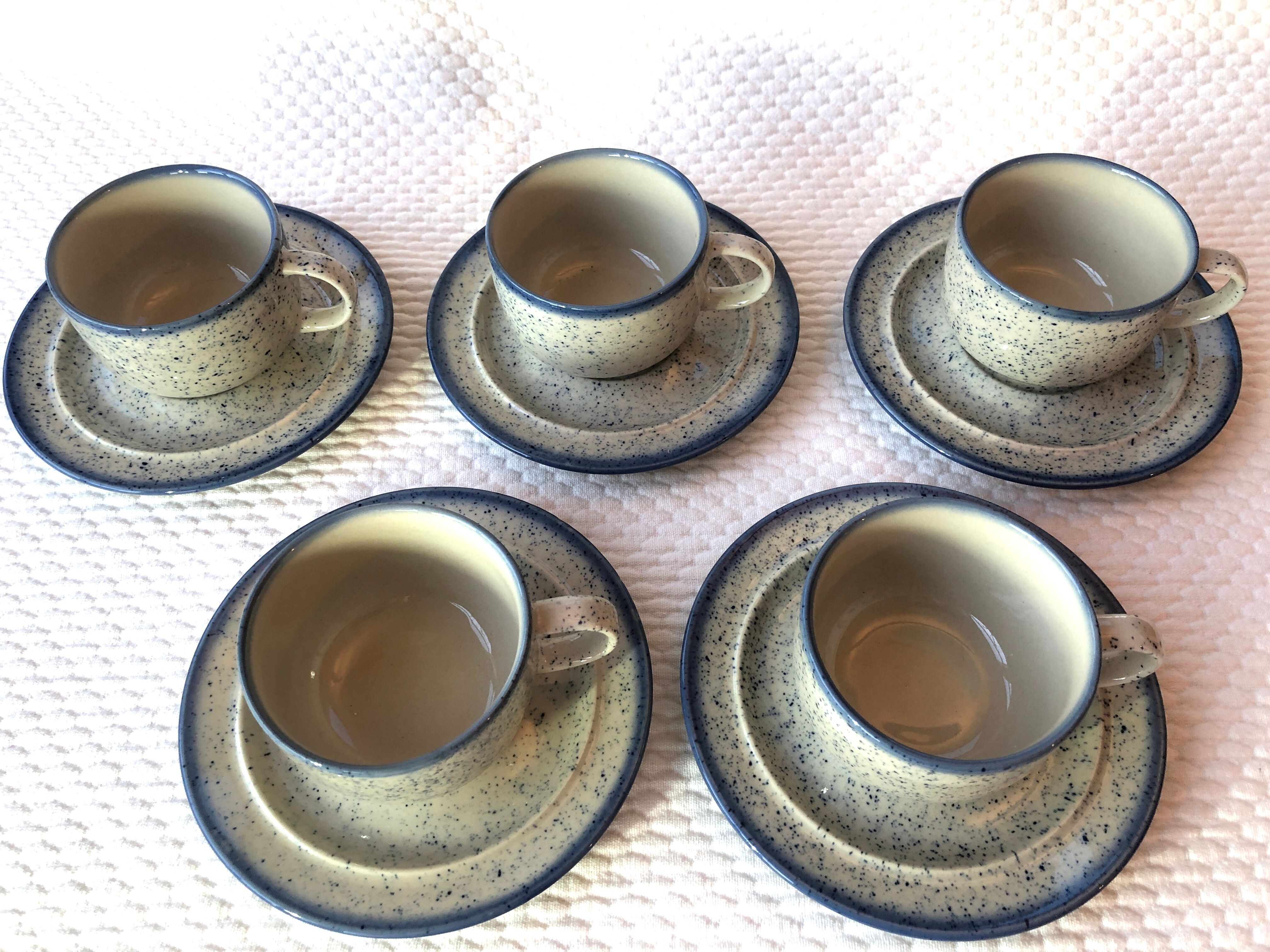 Blue glazed ceramic coffee cups