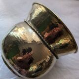 Hammered brass cache pot