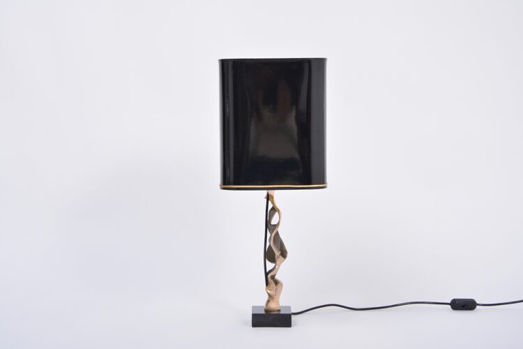 Lampe de table des années 1970 en bronze par Michel Jaubert